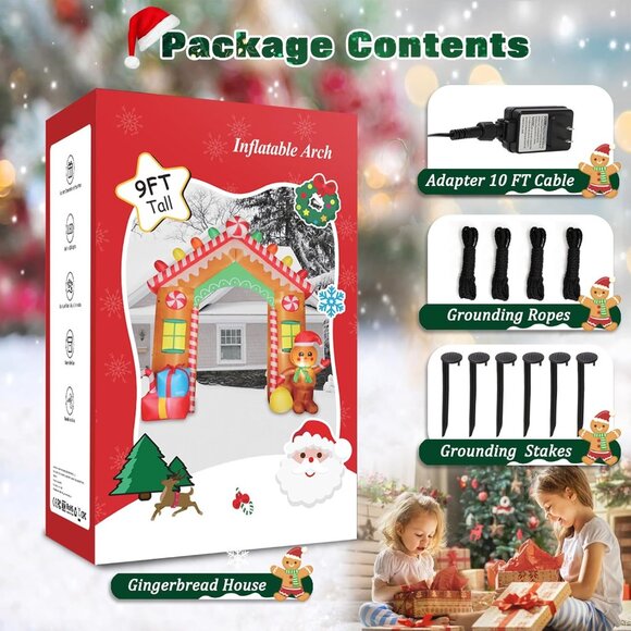 ⚡9 FT Christmas Inflatable Archway Outdoor Gift Bag Blow up LED Decorations - Picture 5 of 5